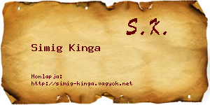 Simig Kinga névjegykártya